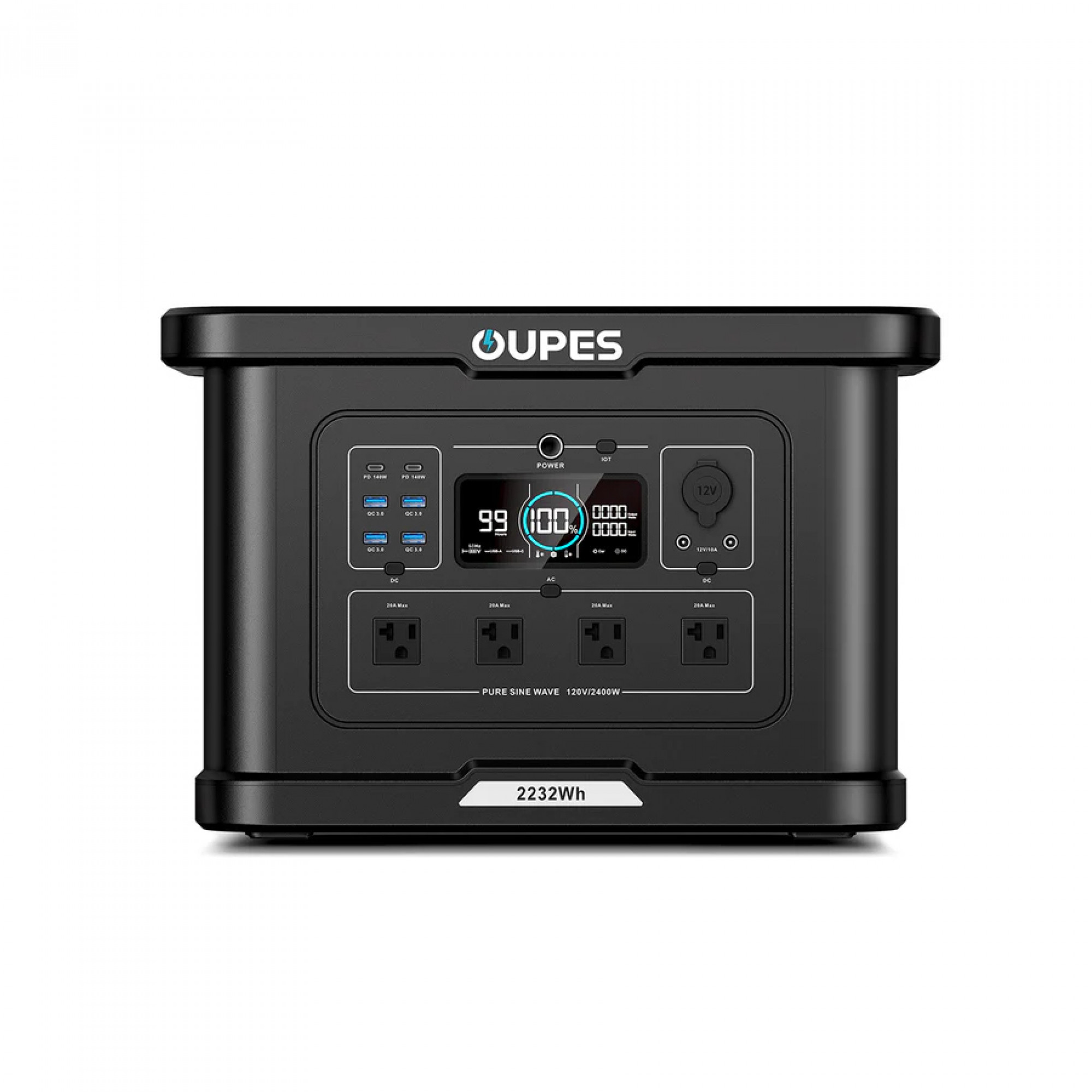 Портативна зарядна станція OUPES S024 (2400W/2232Wh, LiFePO4, швидка зарядка)
